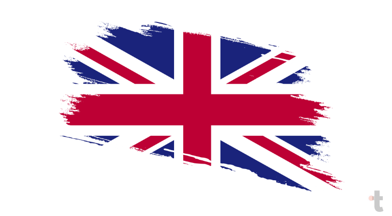 A bandeira, conhecida como Union Jack, combina as cruzes de São Jorge, Santo André e São Patrício em fundo azul, simbolizando a união da Inglaterra, Escócia e Irlanda