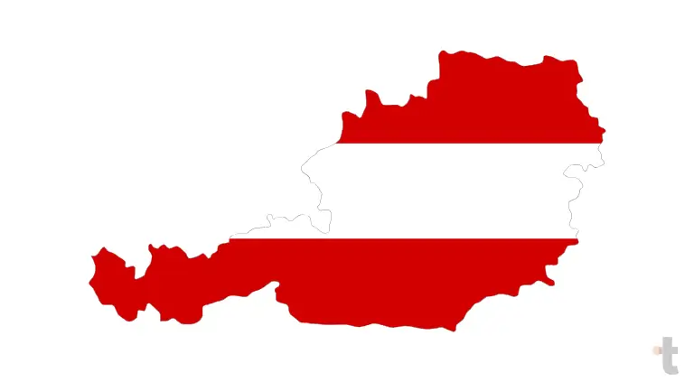 Bandeira da Áustria com três faixas horizontais: vermelha, branca e vermelha