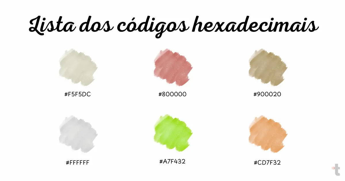 Lista dos códigos hexadecimais das cores com a letra B