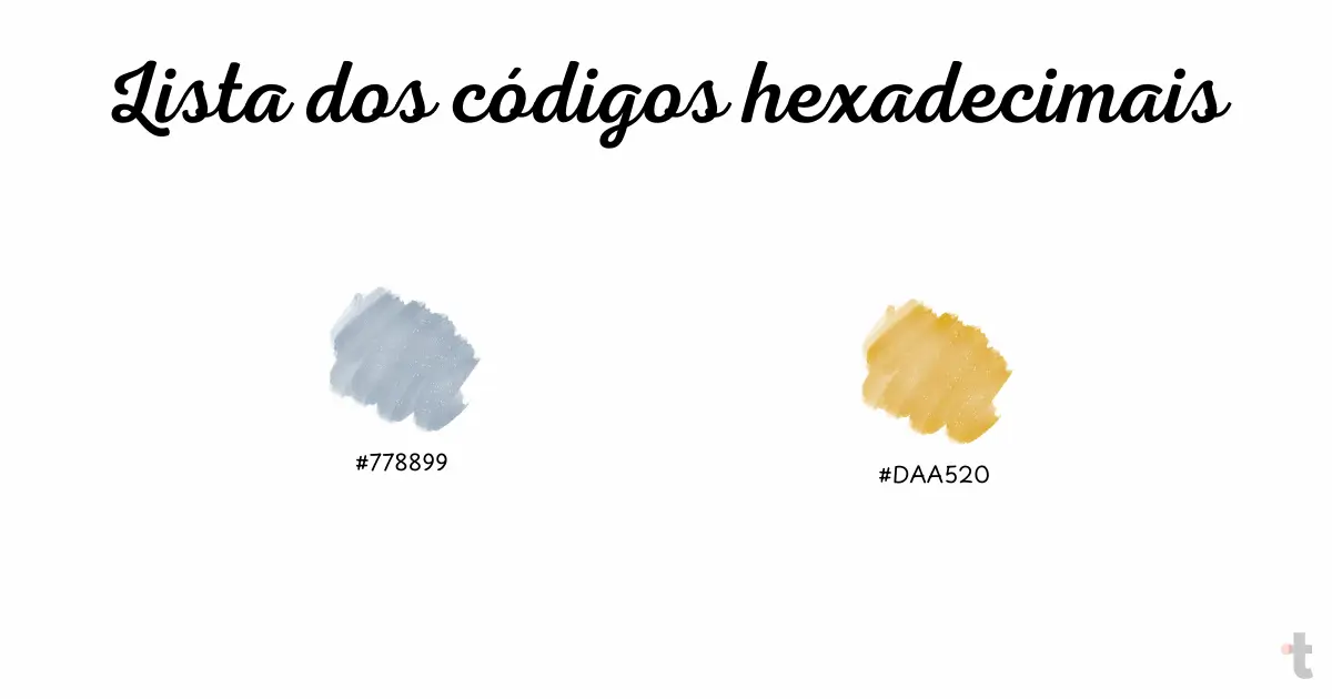 Lista dos códigos hexadecimais das cores com a letra D