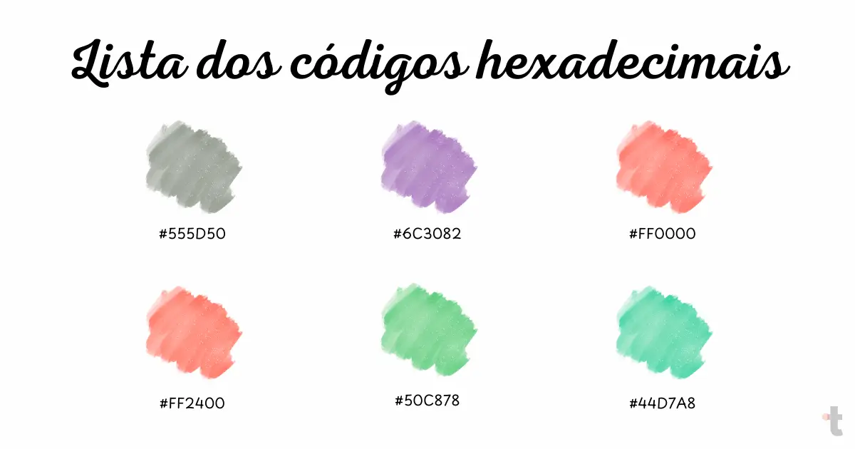 Lista dos códigos hexadecimais das cores com a letra E