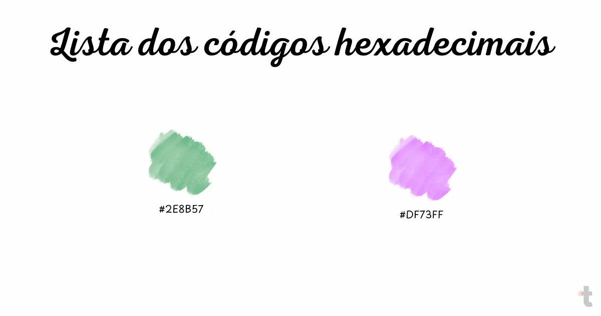 Lista dos códigos hexadecimais das cores com a letra H