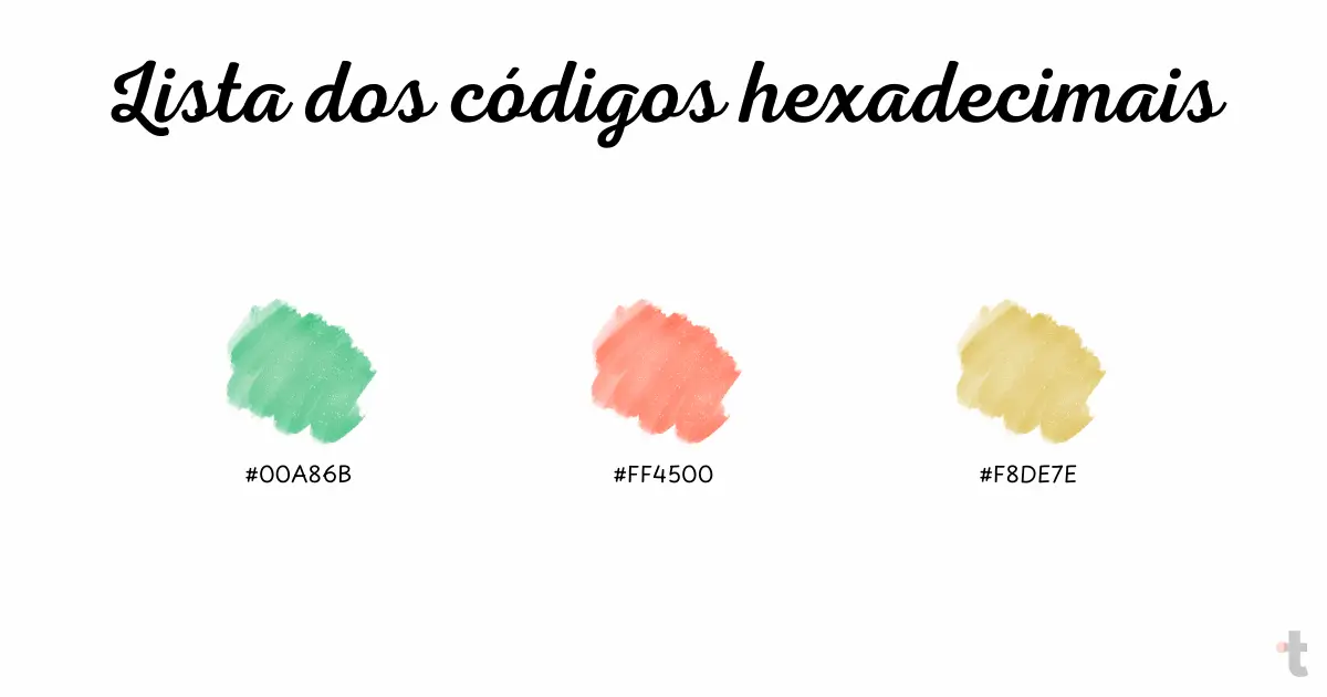 Lista dos códigos hexadecimais das cores com a letra J