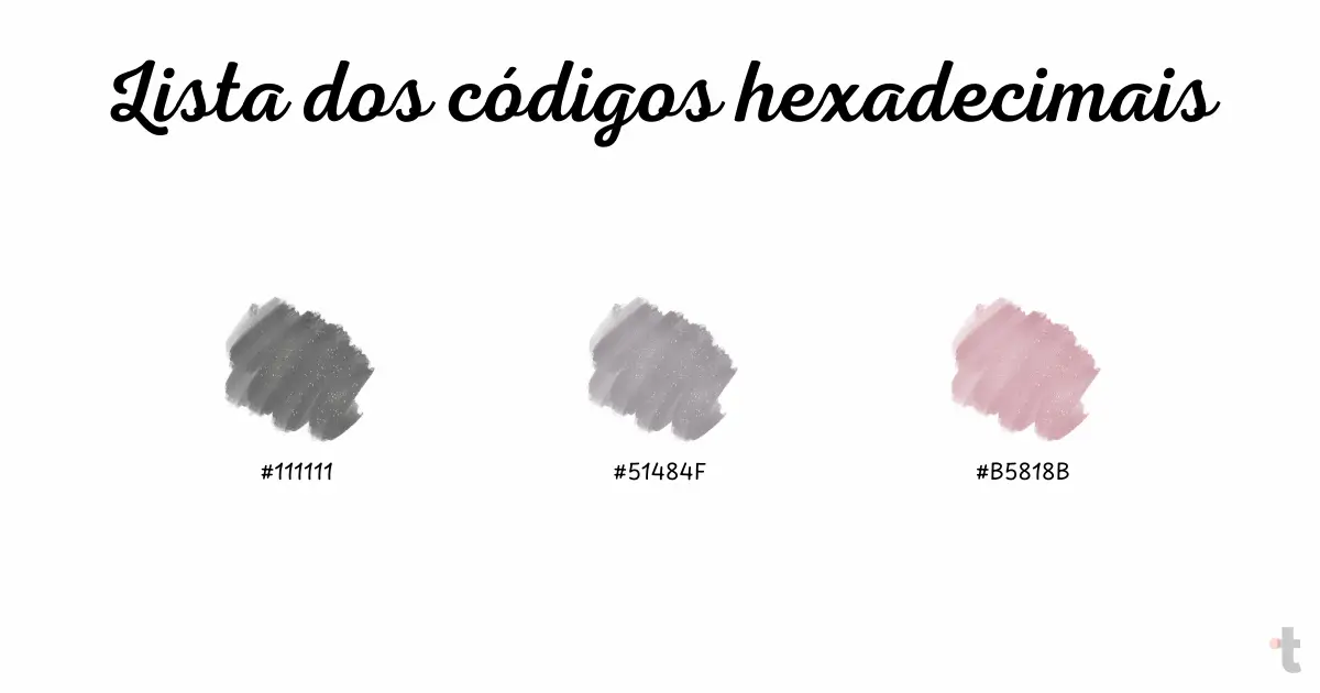 Lista dos códigos hexadecimais das cores com a letra Q