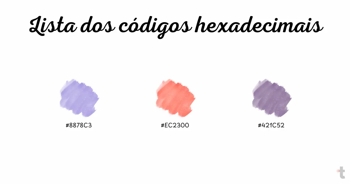 Lista dos códigos hexadecimais das cores com a letra U