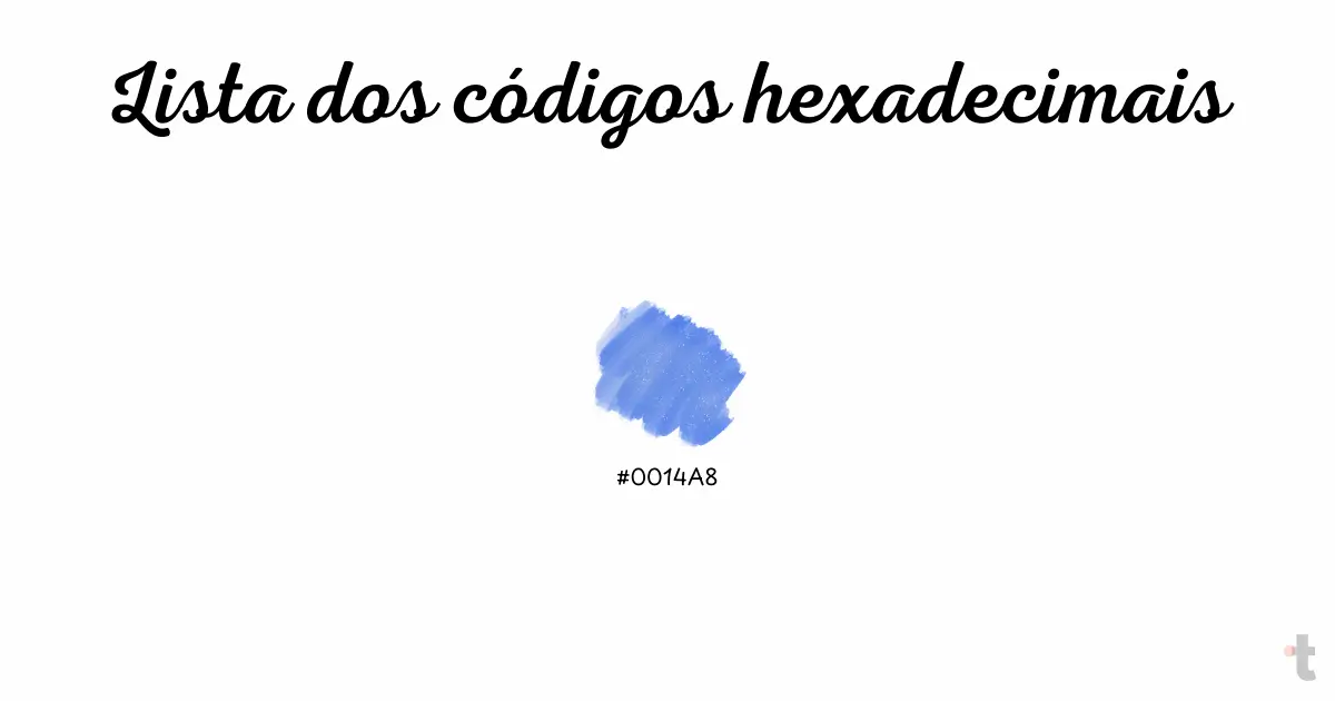 Lista dos códigos hexadecimais das cores com a letra Z