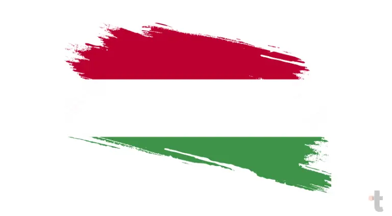 Bandeira da Hungria : Três faixas horizontais (vermelho, branco, verde) que simbolizam força, fidelidade e esperança