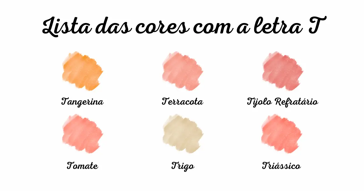 Lista das cores com a letra T