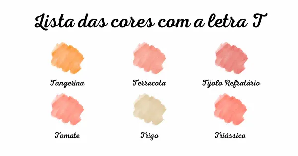 Lista das cores com a letra T